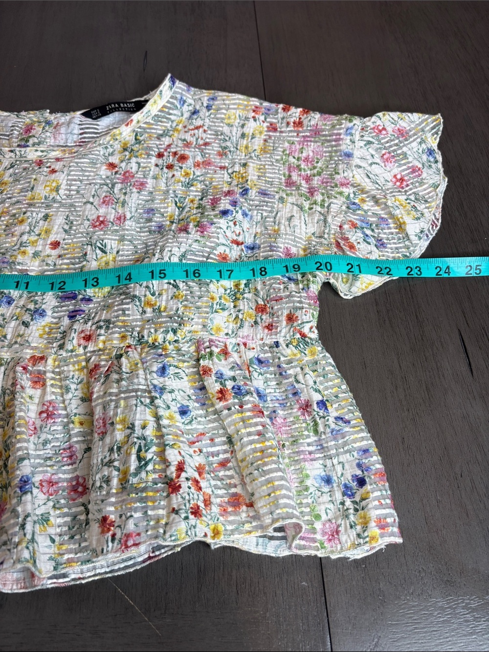 🌸 Zara Cottagecore Floral Peplum Top Women’s Small Multicolor Lightweight 🌸 - Picture 9 of 10